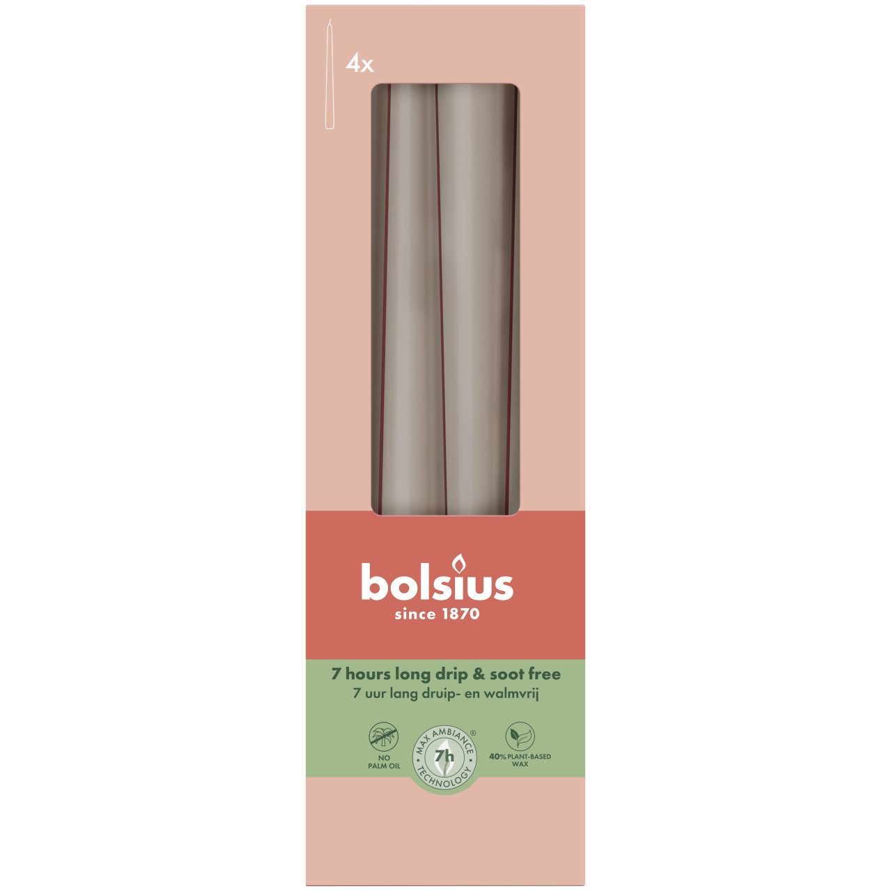 Bolsius Spitzkerze Bolsius Spitzkerzen helles taupe 24,5 cm Ø 2,4 cm günstig online kaufen