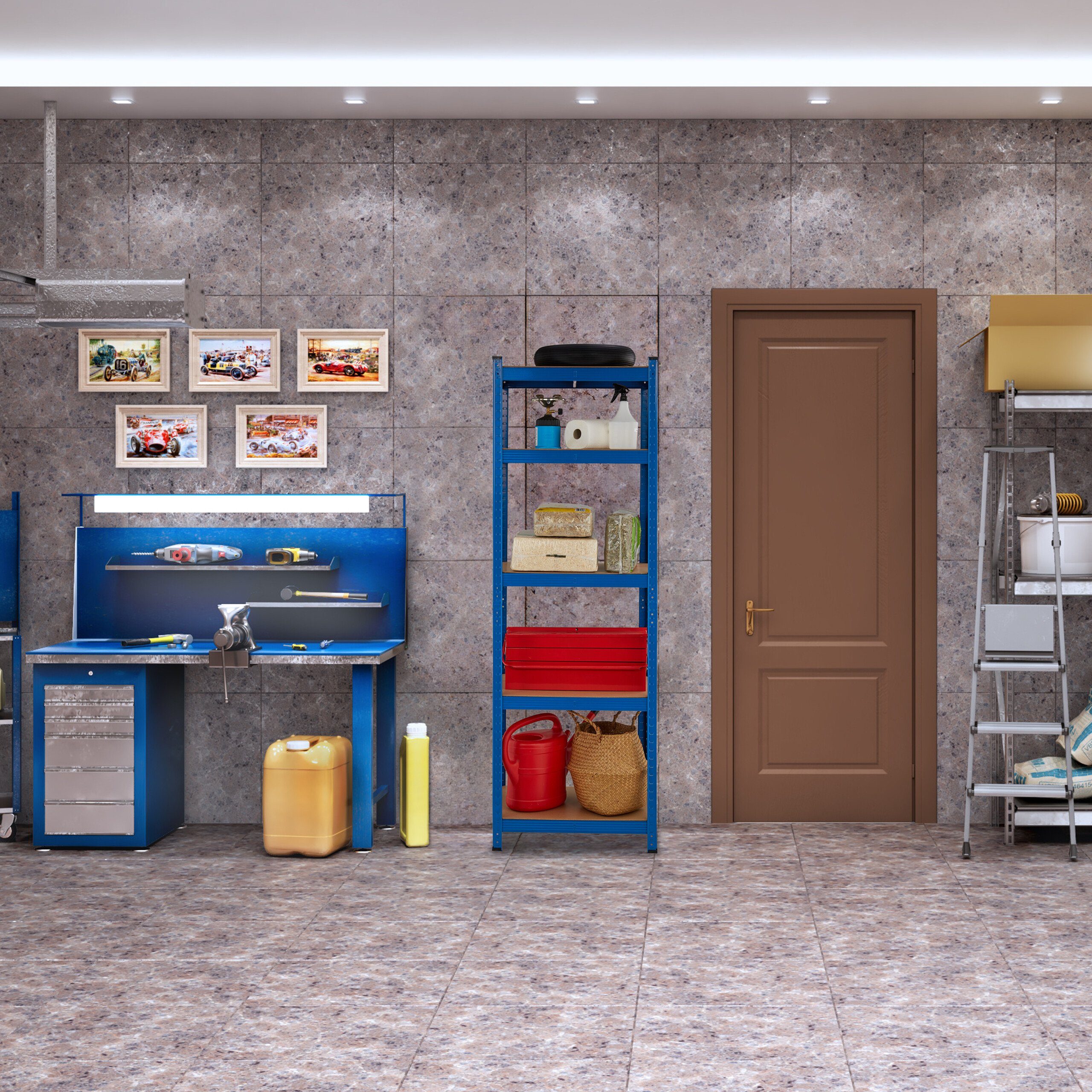 relaxdays Schwerlastregal Blaues Schwerlastregal mit 5 Ebenen günstig online kaufen