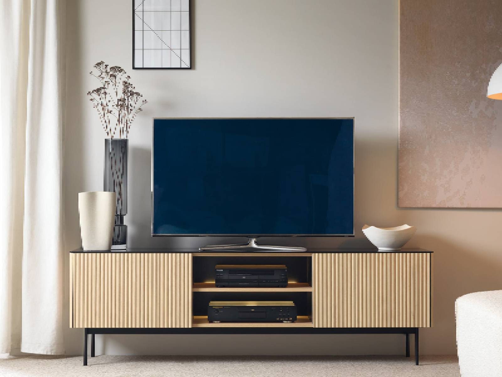 yourhouse24 TV-Schrank TV-Lowboard ORTA RTV-180, Kaschmir/ Eiche Vicenza