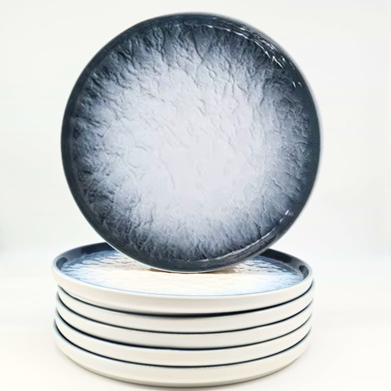 Quality Elegance Speiseteller 6er Luxus Speiseteller Grau Keramik Modern Design 25,5 cm, (6 St)