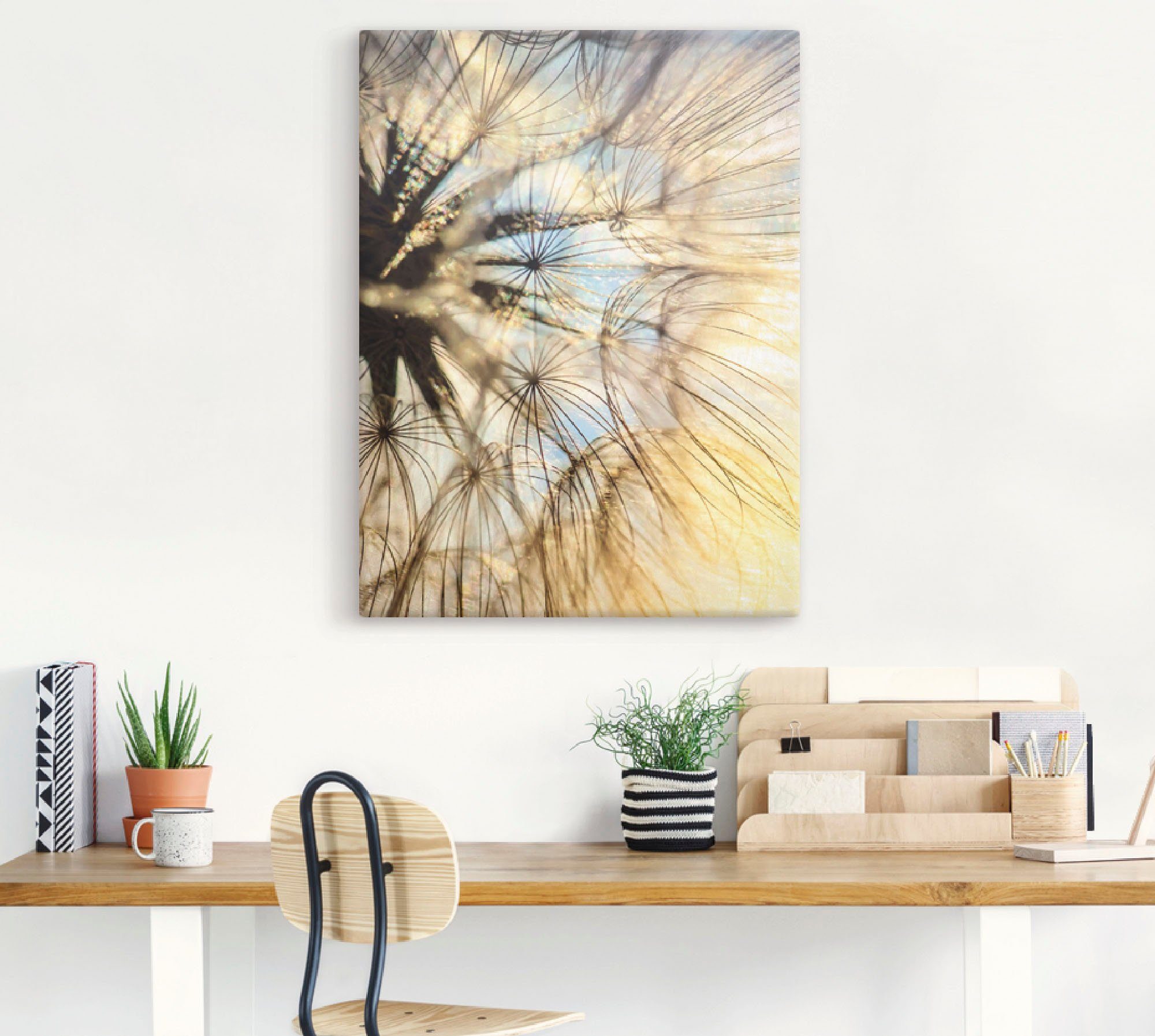 Artland Leinwandbild Pusteblume Poesie, Blumen (1 St), auf Holzrahmen gespannt