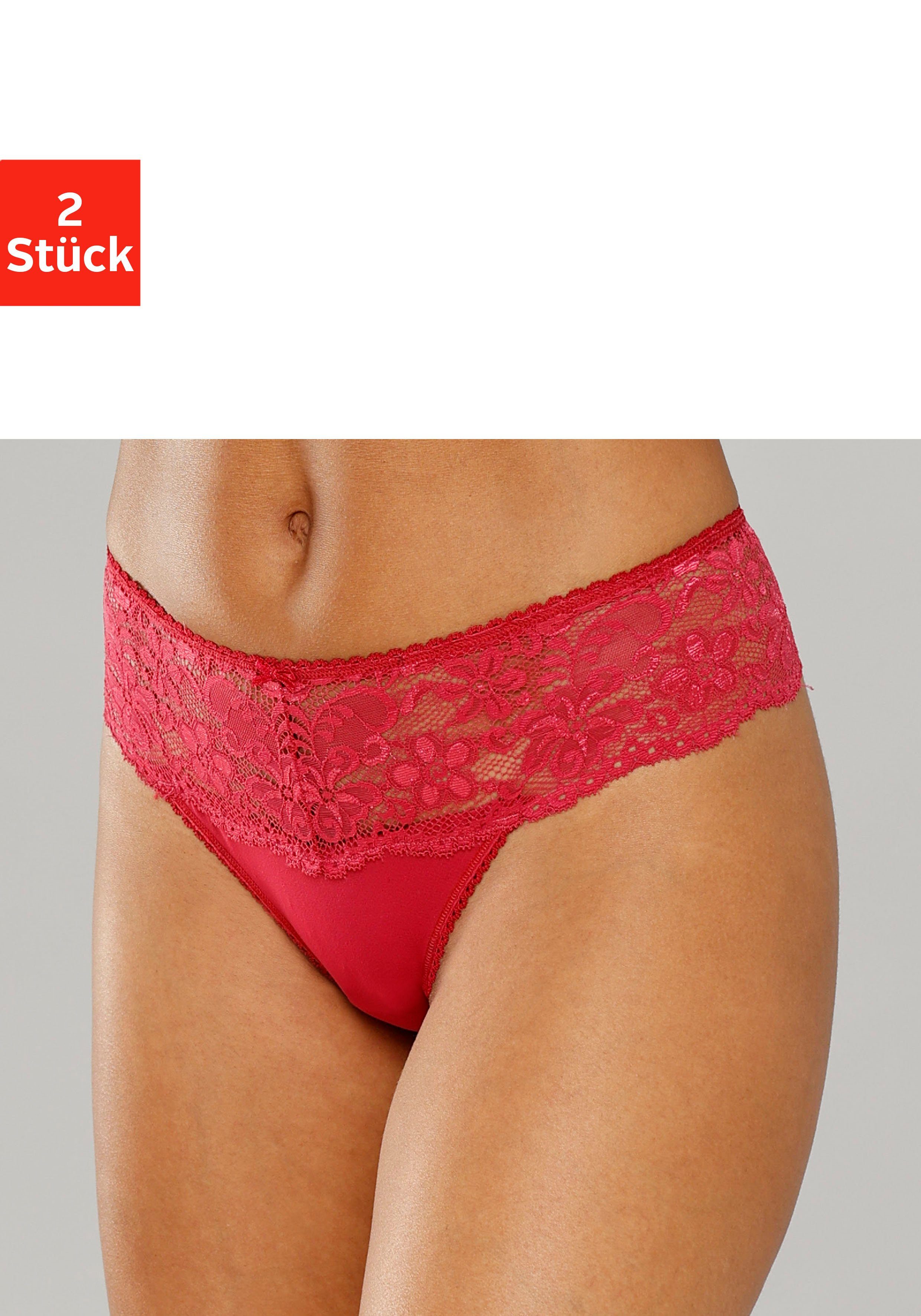 Nuance by Lascana String mit breitem Spitzenband, als Dessous-Set kombinierbar (Packung, 2 Stück) sexy Dessous, sexy Unterwäsche