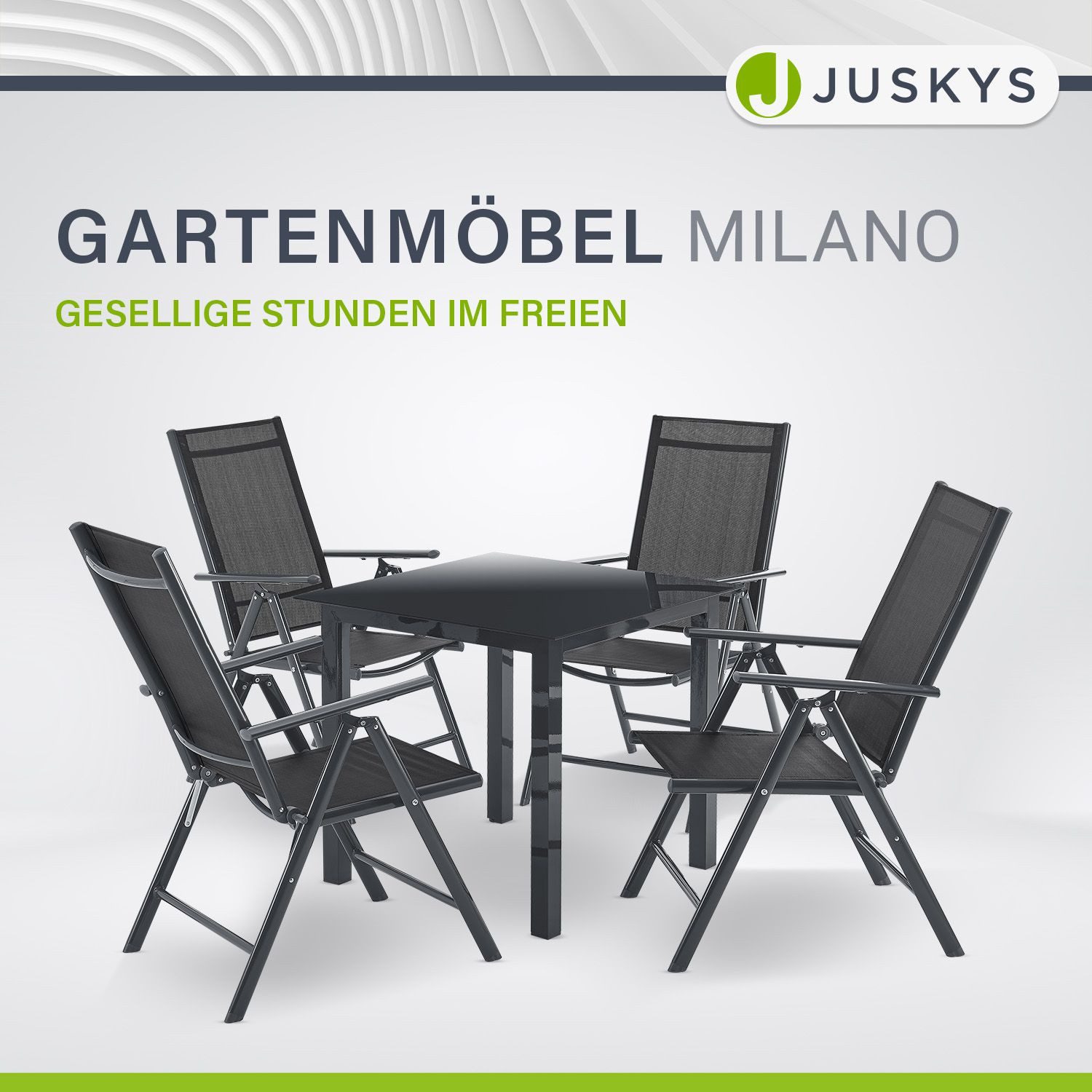 Juskys Garten-Essgruppe Milano, (5-tlg), 4 Gartenstühlen plus Tisch - Stühl günstig online kaufen