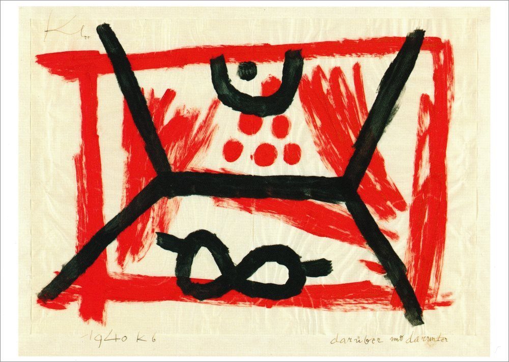 Postkarte Kunstkarte Paul Klee "darüber und darunter"