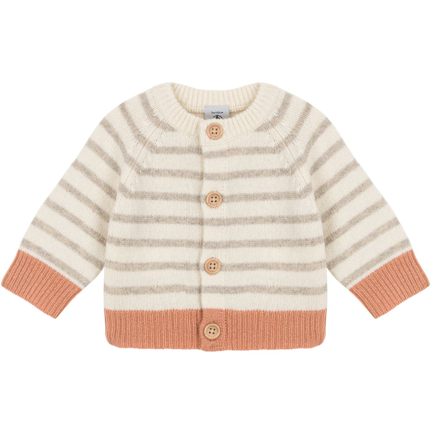 Petit Bateau cardigan Petit Bateau baby cardigan beige white striped pattern