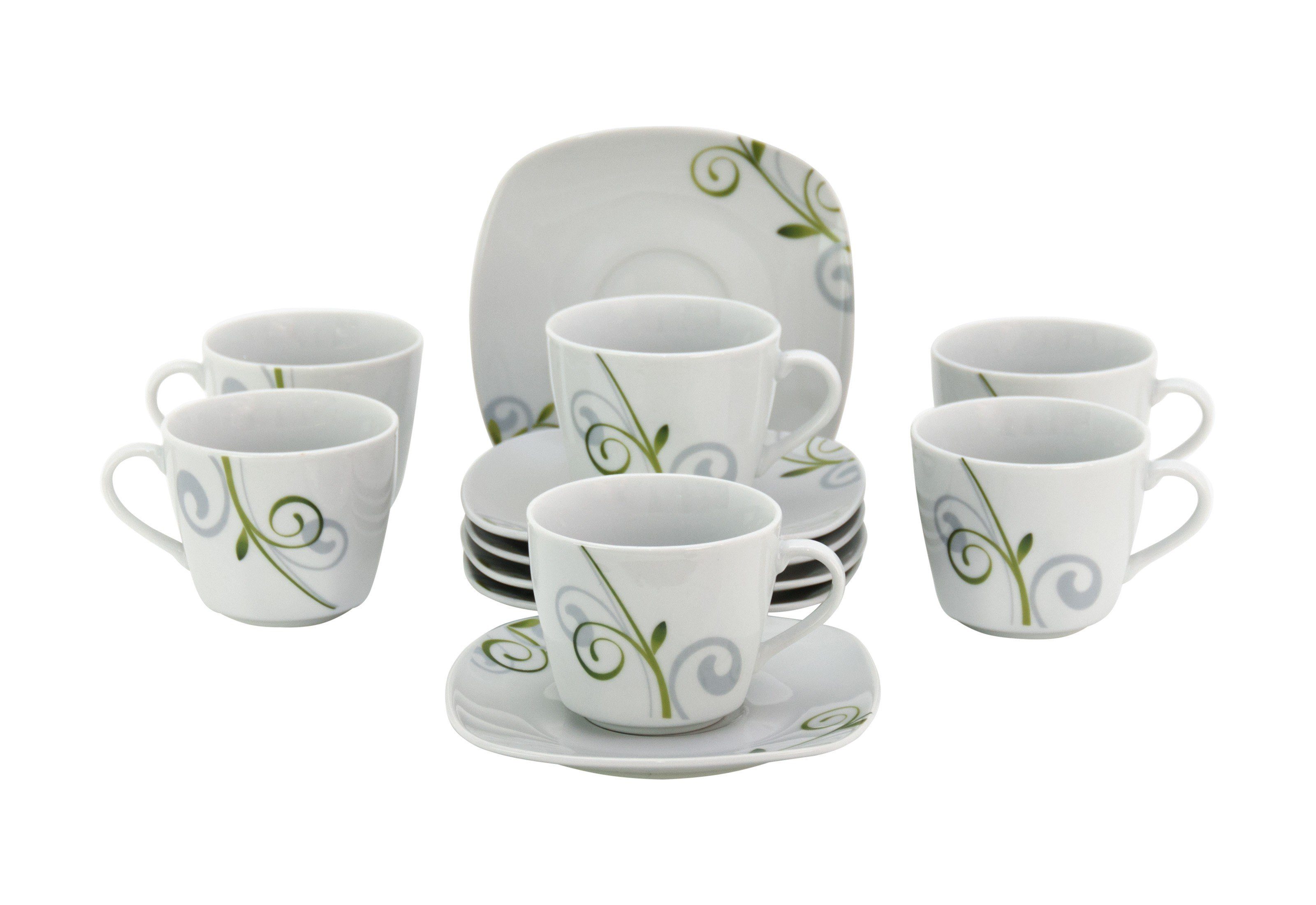 Tasse 6er Set Espressotasse 11cl mit Espressountertasse 12,3cm Mirage
