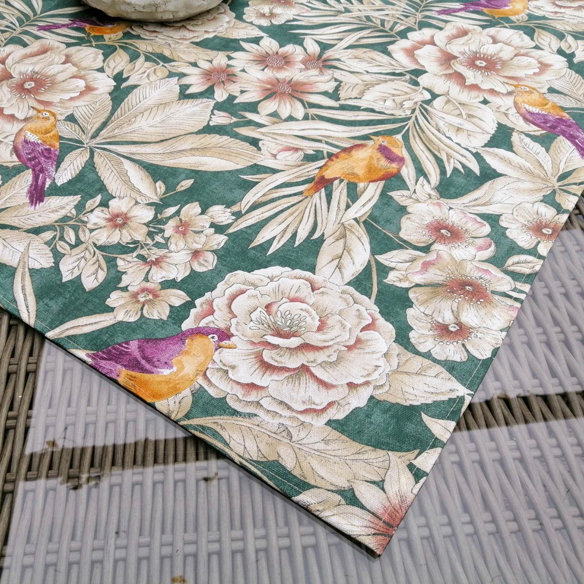 beschichtete Mit Blumenparadies Baumwolle: Grün dekoriert Tischdecke Liebe Tischdecke