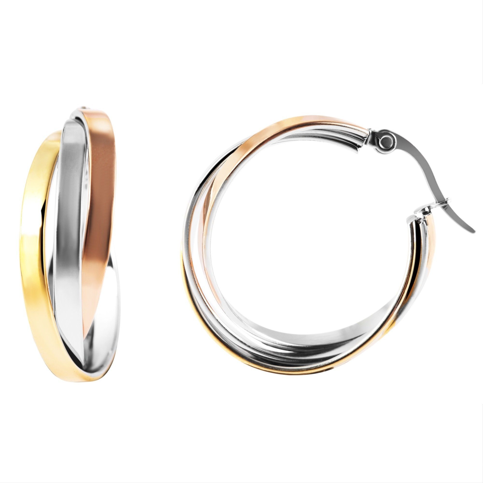 Adelia´s Paar Creolen Damen Creolen aus poliertem Edelstahl Ø 22 mm günstig online kaufen