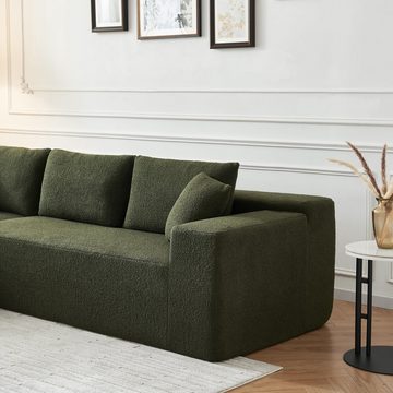 HAUSS SPLOE Ecksofa L-Form Couch mit hoher Rückenlehne aus Schaums, Dunkelgrün