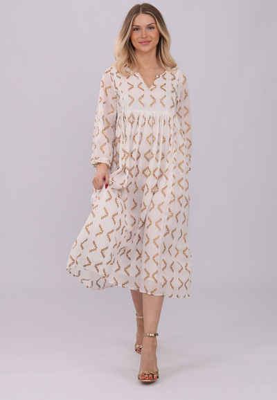 YC Fashion & Style Sommerkleid Sommerkleid mit Goldschimmer – Elegantes Partykleid aus 100% Baumwolle Boho, in Unifarbe, bequem zu tragen
