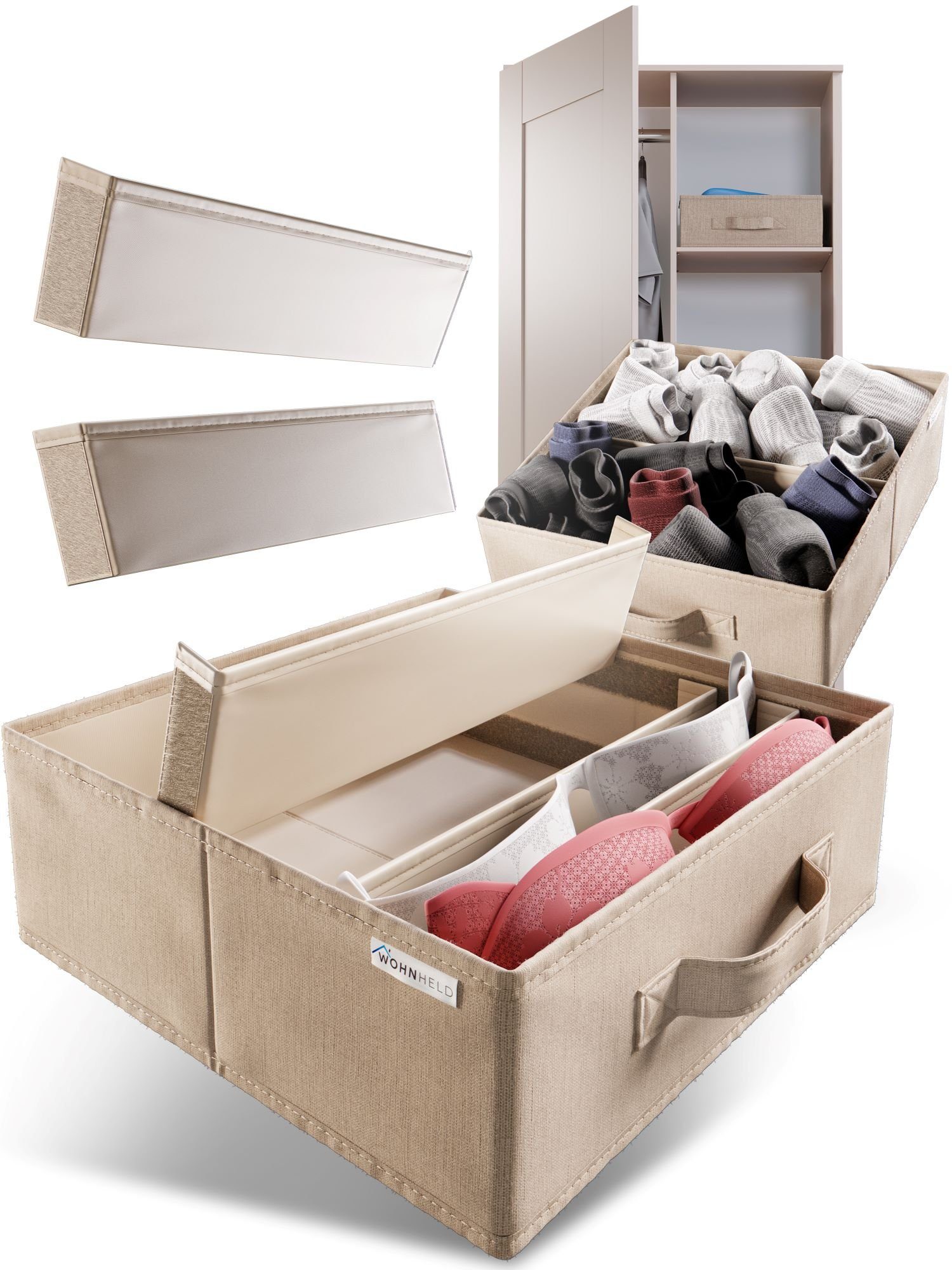 Wohnheld Organizer Aufbewahrungsboxen für Wäsche Schubladen Schrank Organizer 2er Set