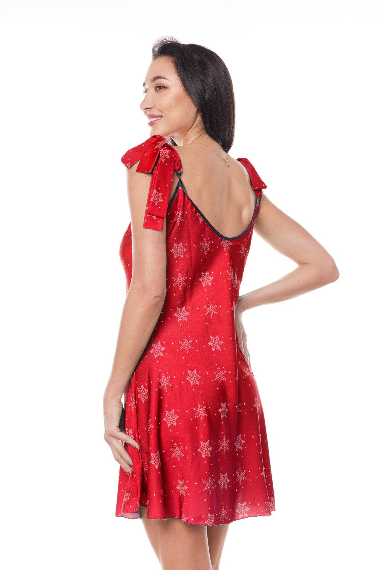 Anais apparel Negligé Rotes Weihnachtskleid mit Rentier und Sternen Christmas Chemise blickd