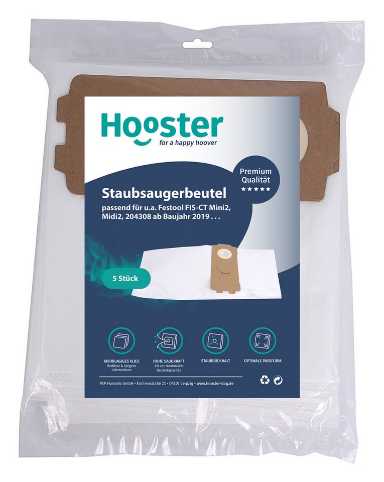 Thumbnail - Hooster Staubsaugerbeutel 1x 9658 (Hooster 5 Stück Staubsaugerbeutel Festool Midi2), SELFCLEAN Filtersack FIS-CT MINI-2 ...