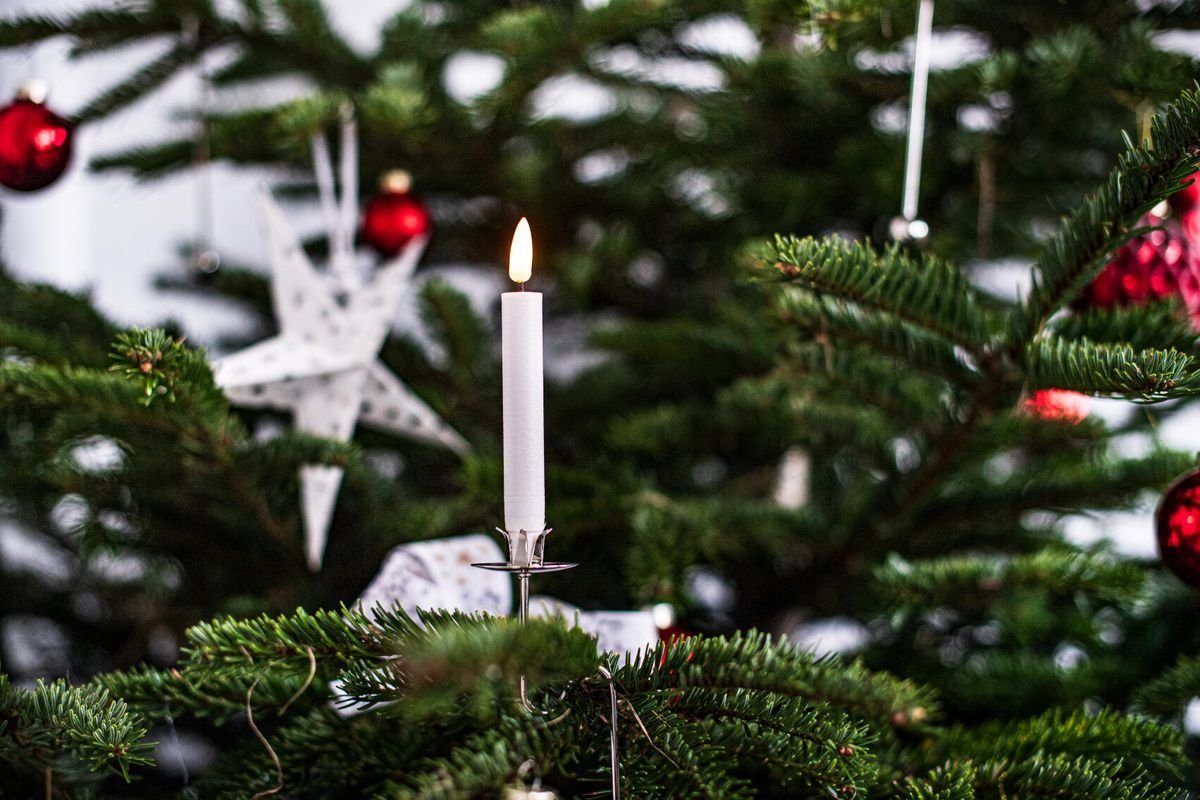 hdg Weihnachtsbaum, Kerzenhalter 6 im Stück Pendelhalter Christbaumschmuck Schmuckkarton für Balancehalter silber glänzend