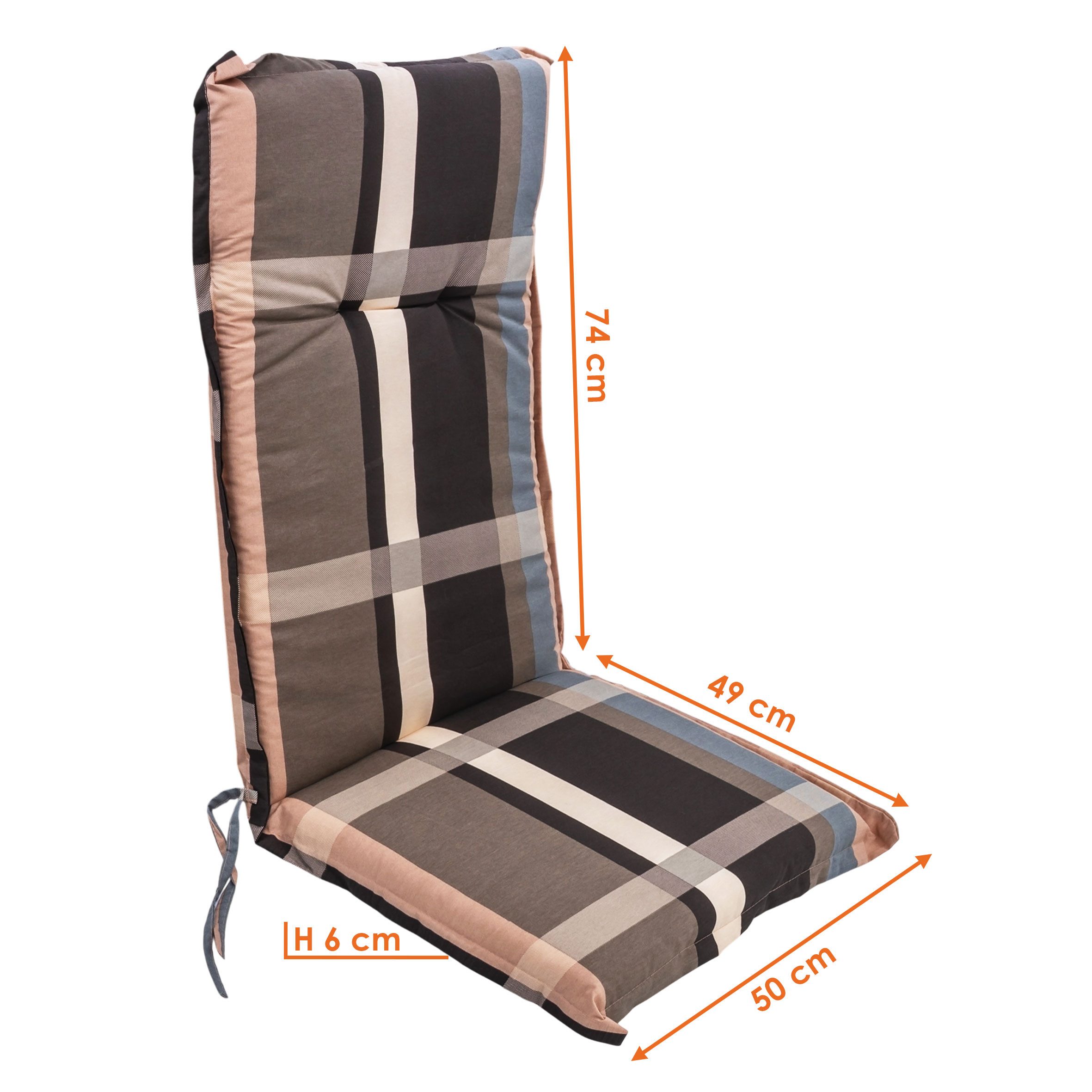 Spetebo Hochlehnerauflage Universal Hochlehner Auflage 123 cm, (Packung, 1 St., 1 Auflage), Polsterauflage für Hochlehner Gartenstühle – Bild 2 von 5