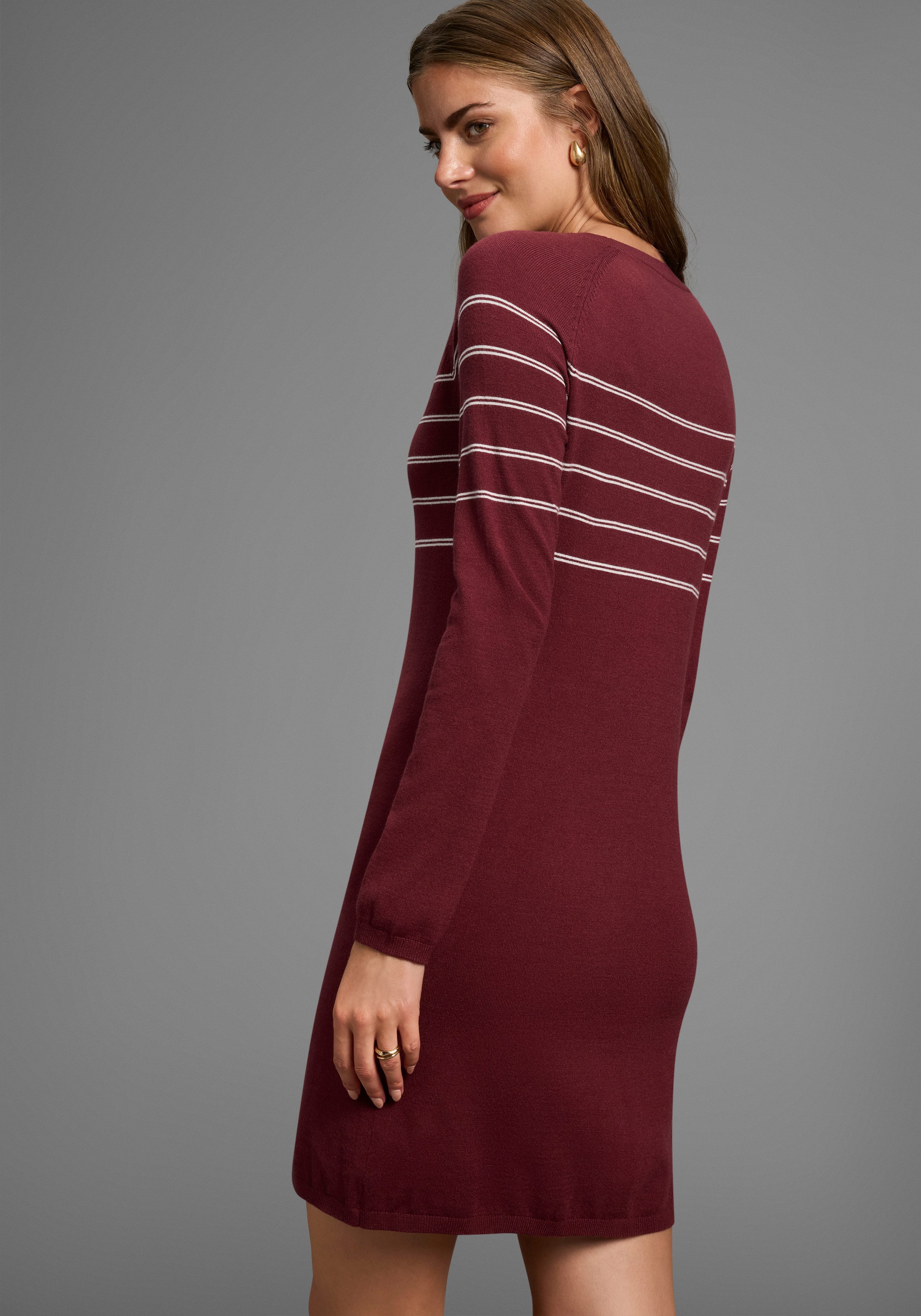 Laura Scott Strickkleid in figurnaher Form mit Zierstreifen