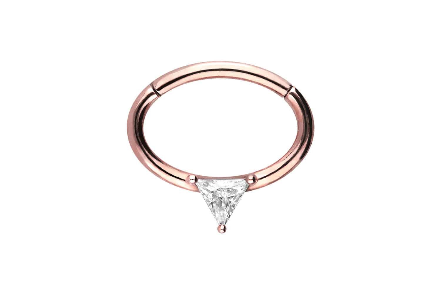 Nasenpiercing Chirurgenstahl Segmentring Clicker OVAL + KRISTALLDREIECK Ohrpiercing