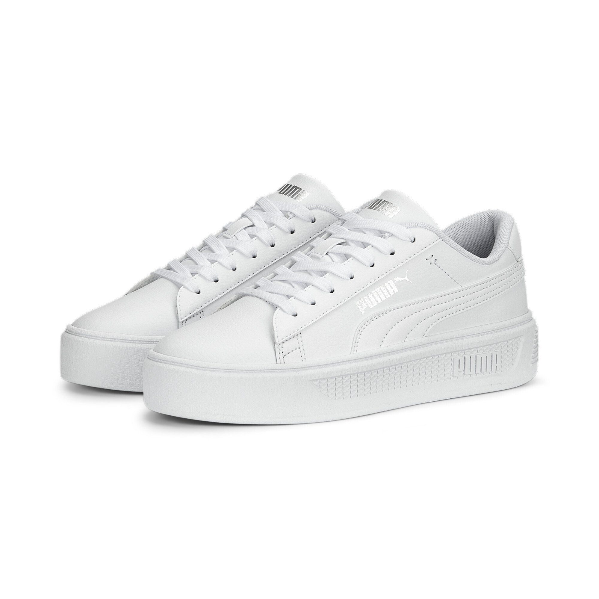 PUMA Smash Platform v3 Sneakers Damen Sneaker White Silver Metallic