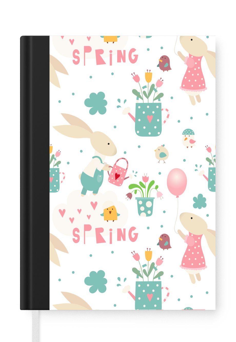 MuchoWow Notizbuch Muster - Ostern - Frühling, Journal, Merkzettel, Tagebuch, Notizheft, A5, 98 Seiten, Haushaltsbuch