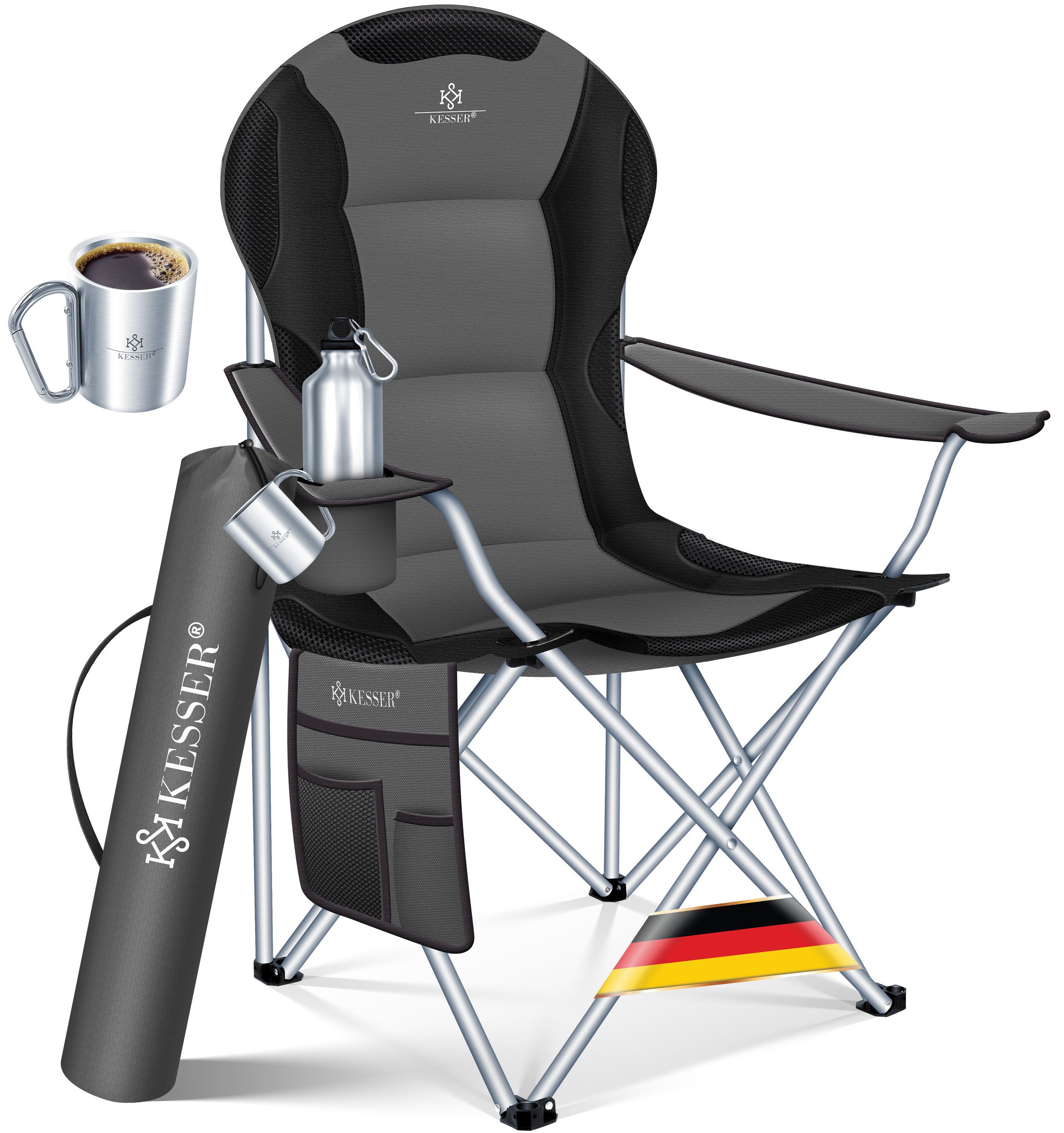 KESSER Campingstuhl, faltbarer Klappstuhl bis150kg belastbar Angelstuhl Faltstuhl