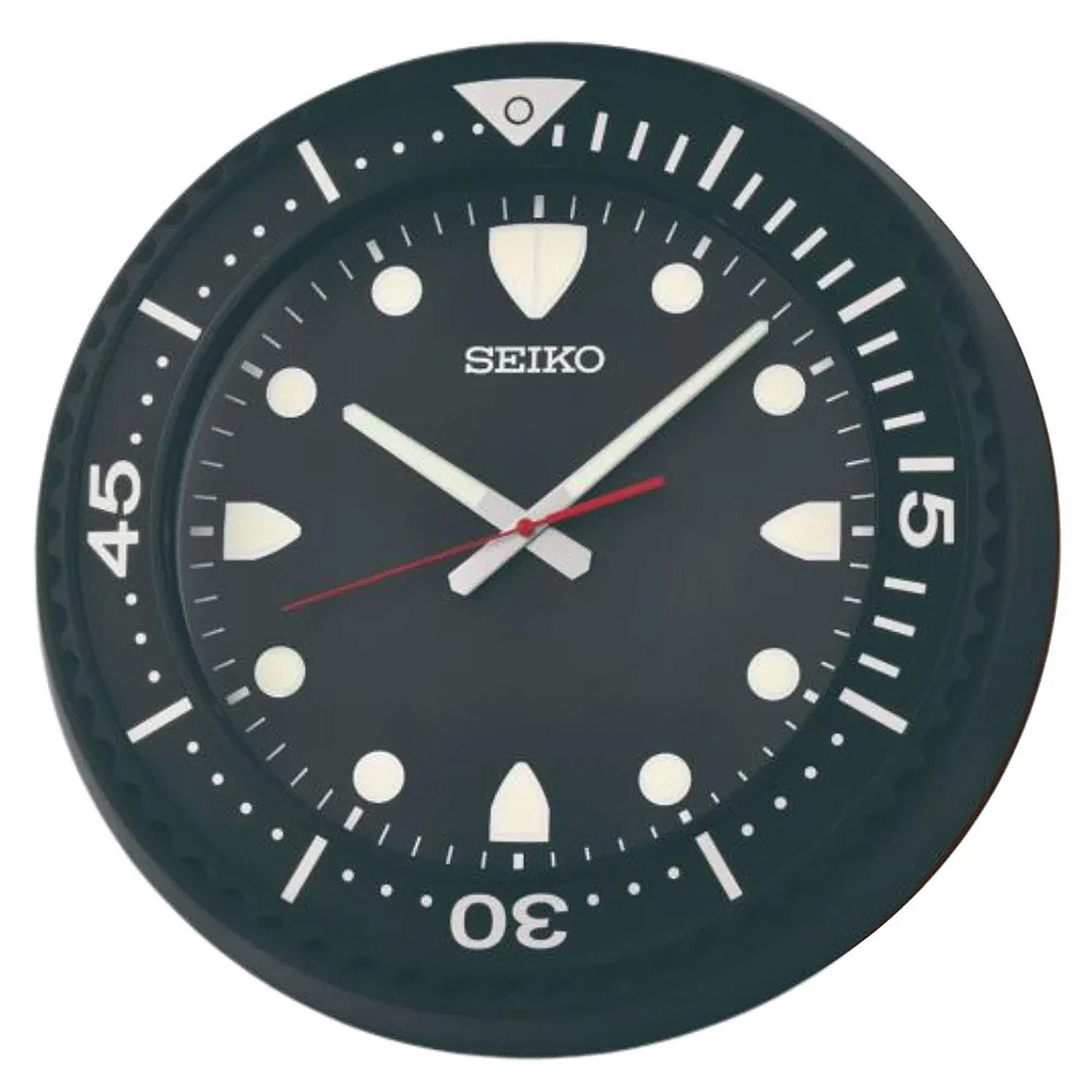 Seiko Wanduhr Quarz mit Leisegang Schwarz