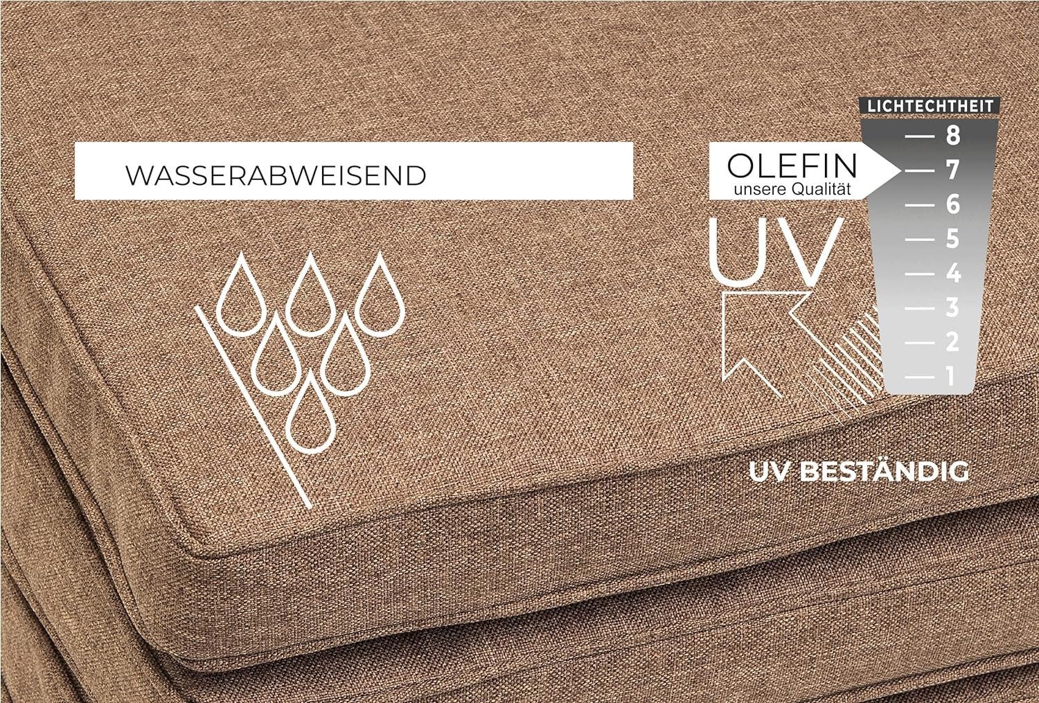 sunnypillow Stuhlkissen 4er Set Stuhlkissen wasserdicht UV-lichtecht BALI, 4er Set 40x40x5cm Braun