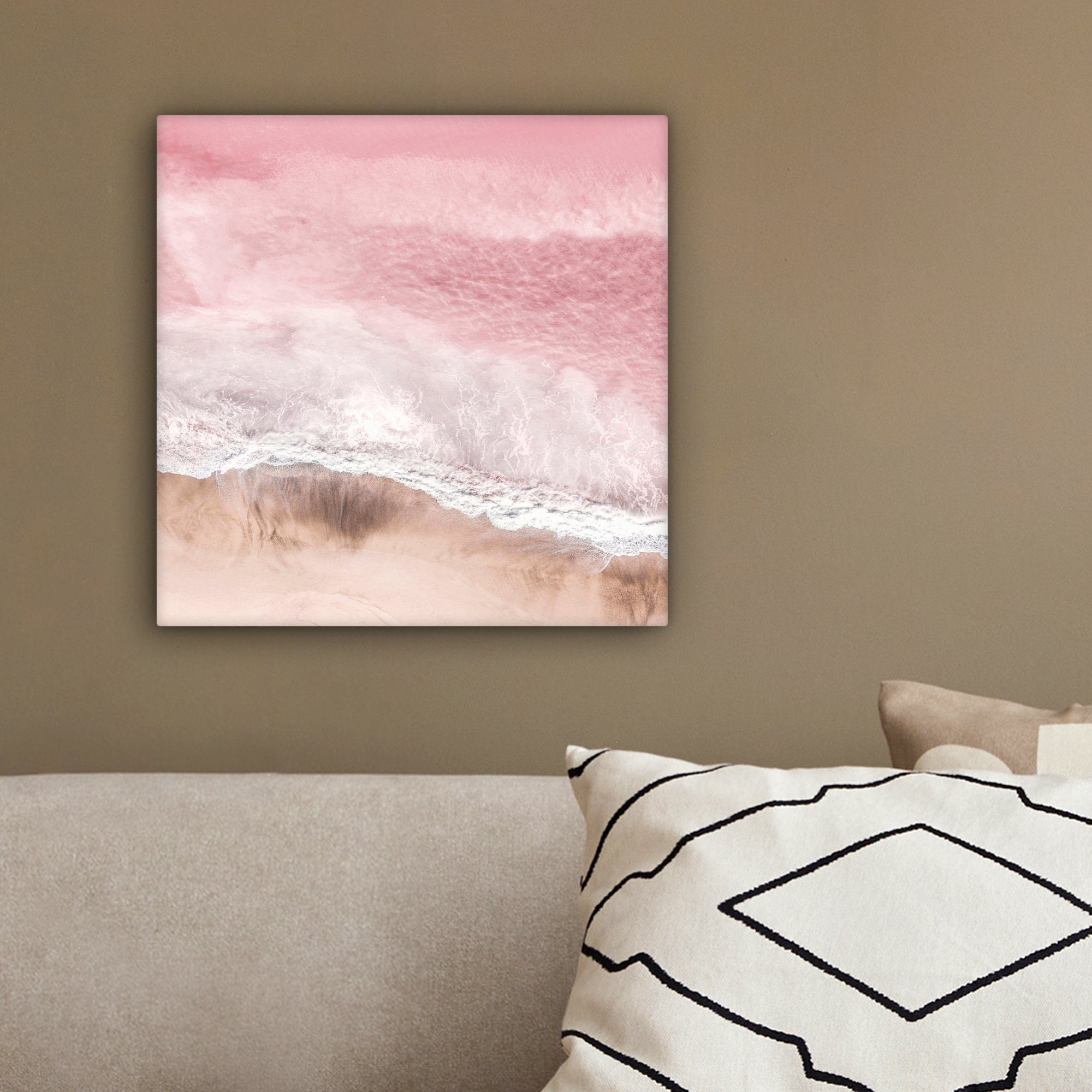 OneMillionCanvasses® Leinwandbild - (1 cm Bilder Meer - Wohnzimmer Rosa für - Leinwand Schlafzimmer, 20x20 Strand St), Natur