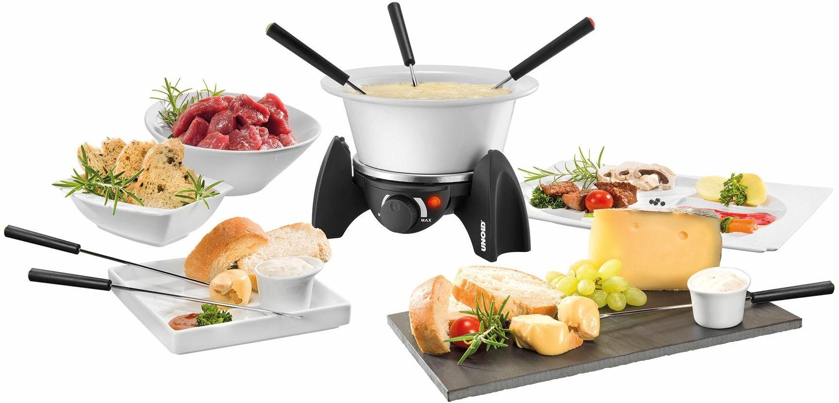 Unold Elektro-Fondue 48615, 0,8 l, Edelstahl-Fonduetopf plus feuerfestem Keramiktopf