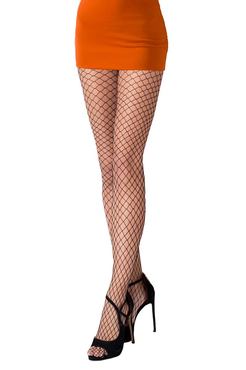 Netzstrumpfhose Damen Netz Strumpfhose in schwarz transparent Fischnetz Muster