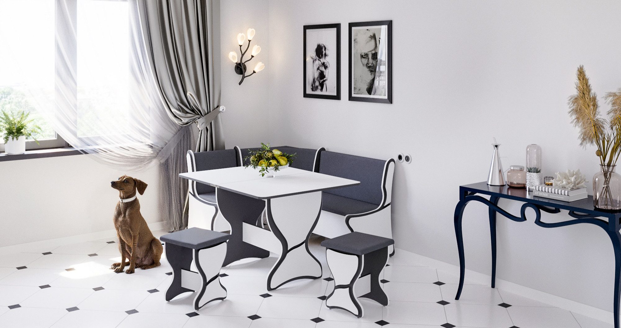 Rodnik Eckbankgruppe Argentinien, (Set, 4-tlg., ausgefallene 3D- Applikatio günstig online kaufen