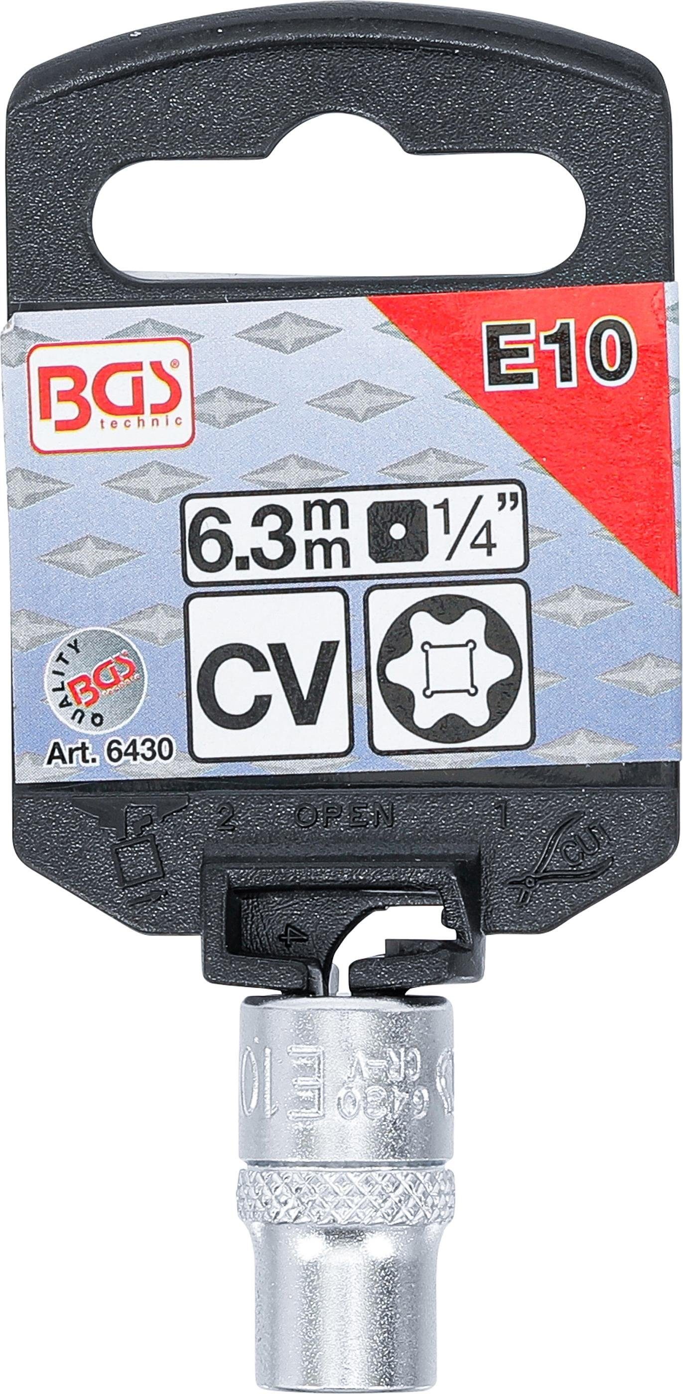 BGS technic Steckschlüssel Steckschlüssel-Einsatz SW Innenvierkant E-Profil, (1/4), mm E10 Antrieb 6,3