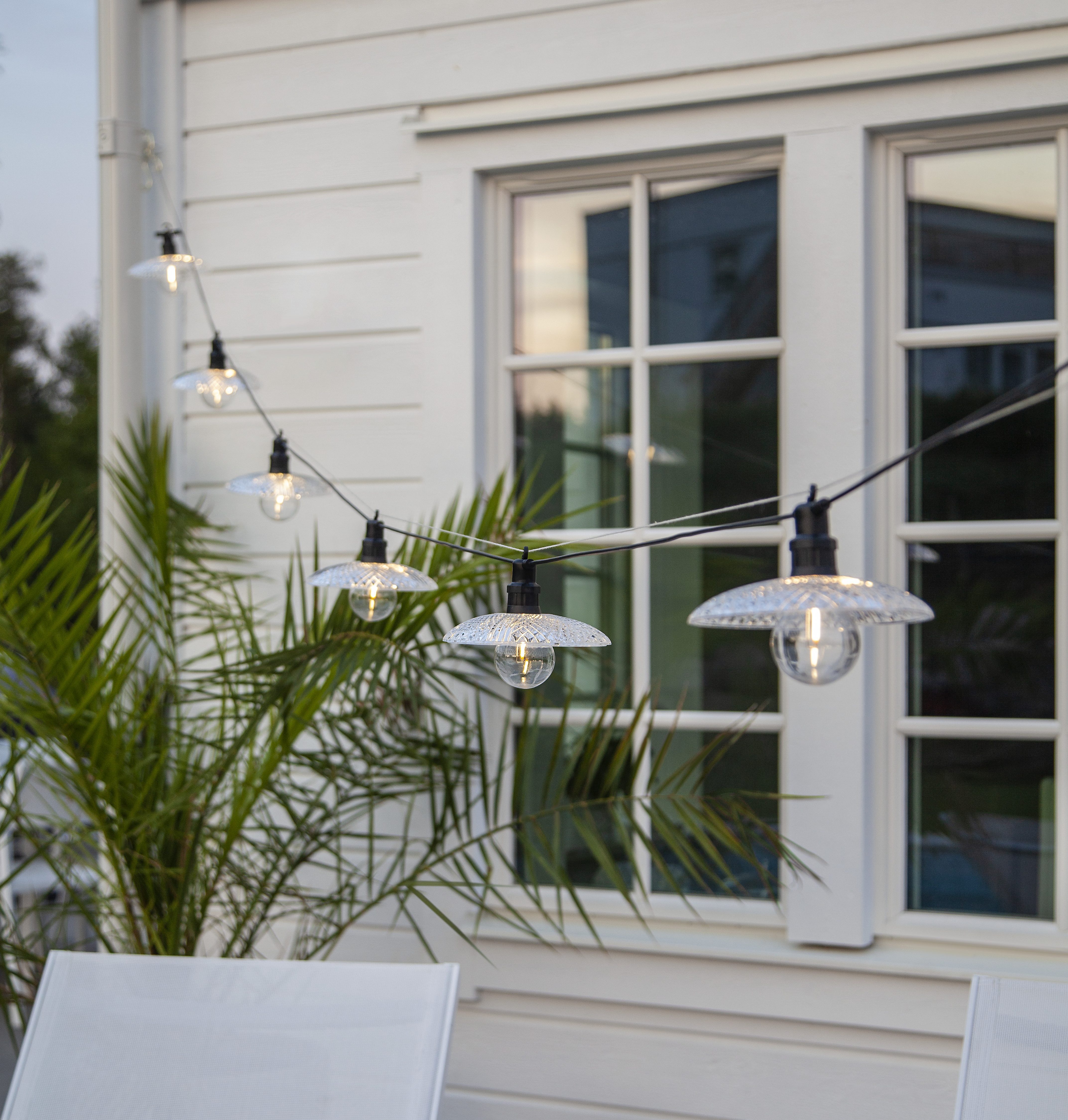 STAR TRADING LED-Lichterkette Glassy Light, 6-flammig, ca. 15,5x14 cm, ca. 3,5m lang, 3m Zuleitung, Trafo, outdoor