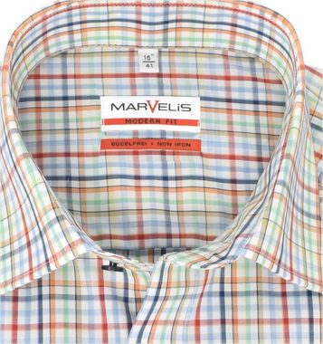MARVELIS Langarmhemd Businesshemd - Modern Fit - Langarm - Kariert - Bunt
