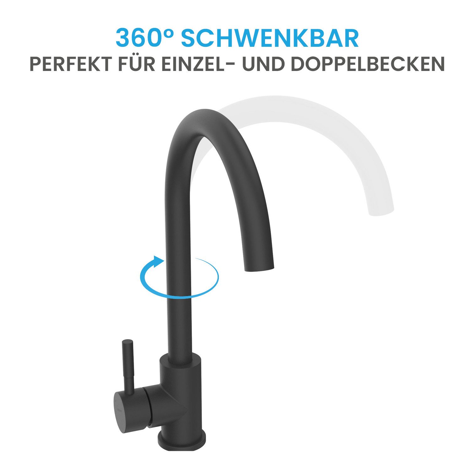 Bächlein Spültischarmatur Küchenarmatur Gleno - Wasserhahn Küche aus Edelstahl – Bild 4 von 5
