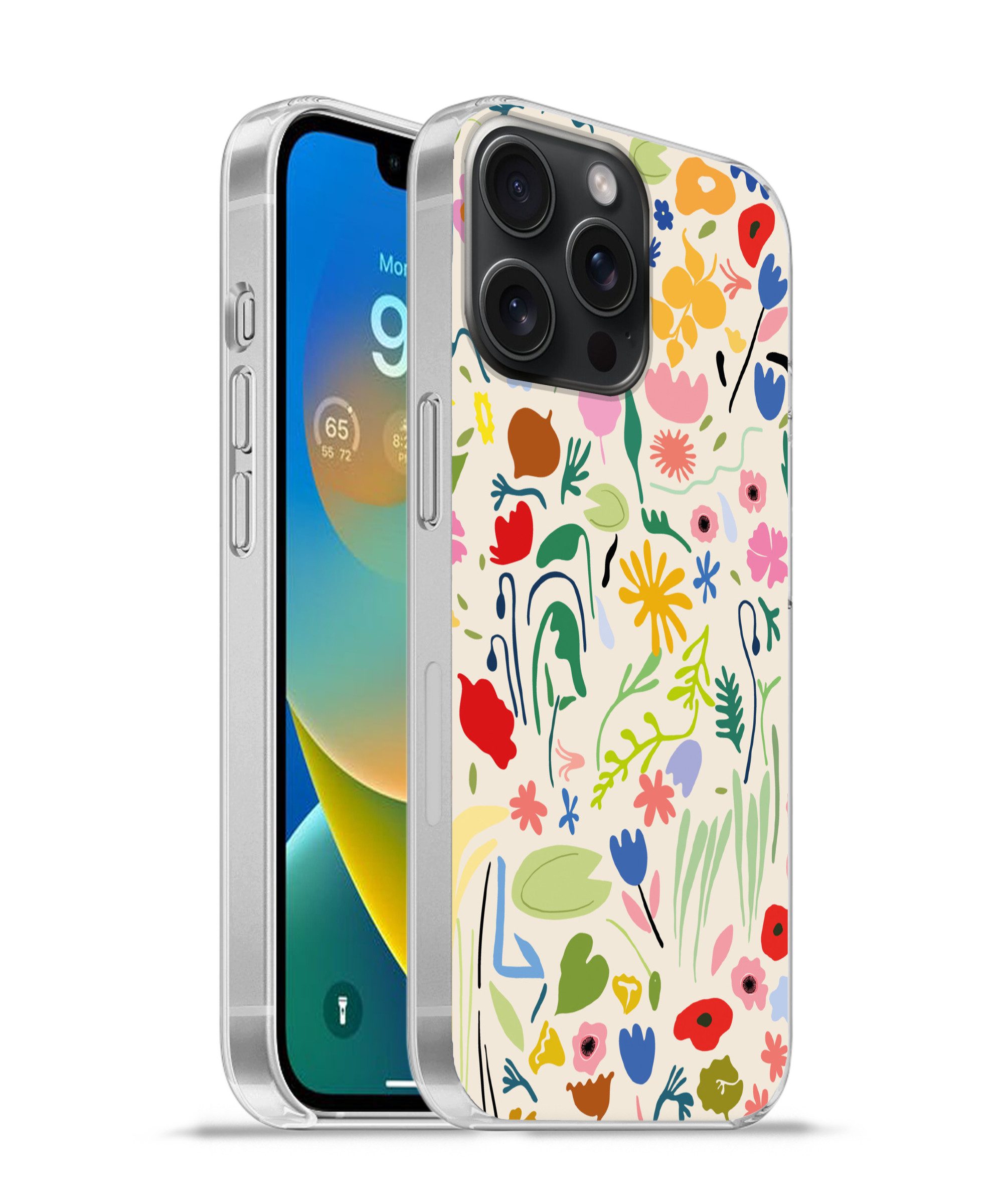 MuchoWow Handyhülle für Apple iPhone 15 Pro Max Blumen - Muster - Pflanzen, Smartphone-Bumper, Print, Handy Schutzhülle Dünn