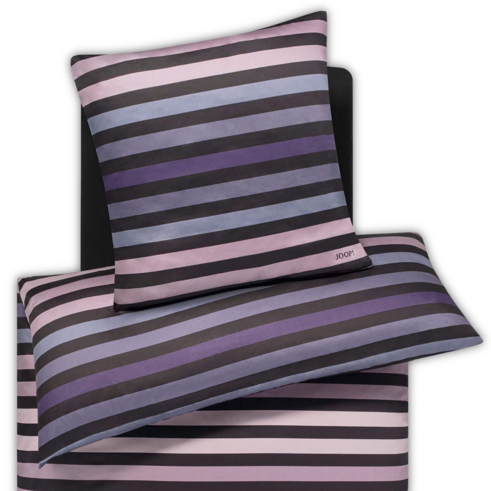 JOOP! Bettwäsche Tone 4103 5 Violett, Mako-Satin, 3 teilig, Gestreift, Logo