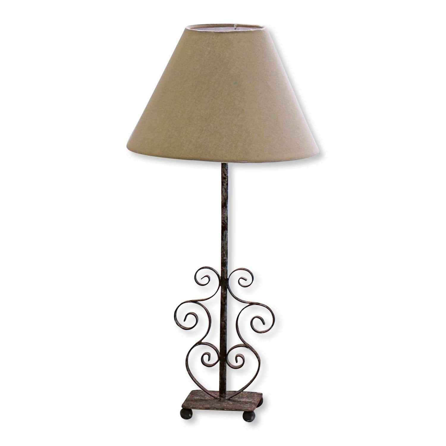 Mirabeau Tischleuchte Tischlampe Clamart leinen/antikbraun günstig online kaufen