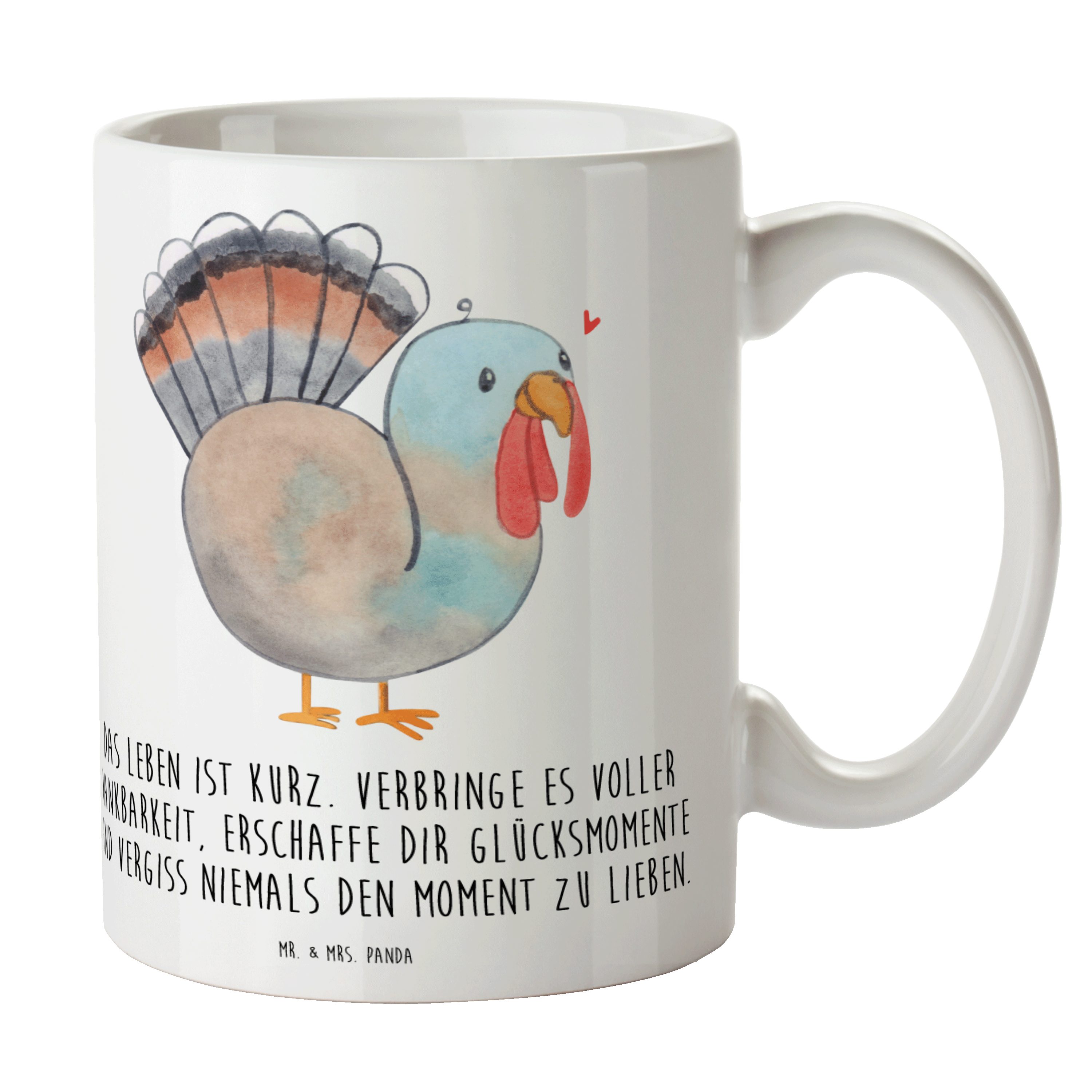 Truthahn - Keramik Tasse Tasse Geschenk, Mot, Panda Mr. Thanksgiving - & Erntedank Sprüche, Mrs. Weiß
