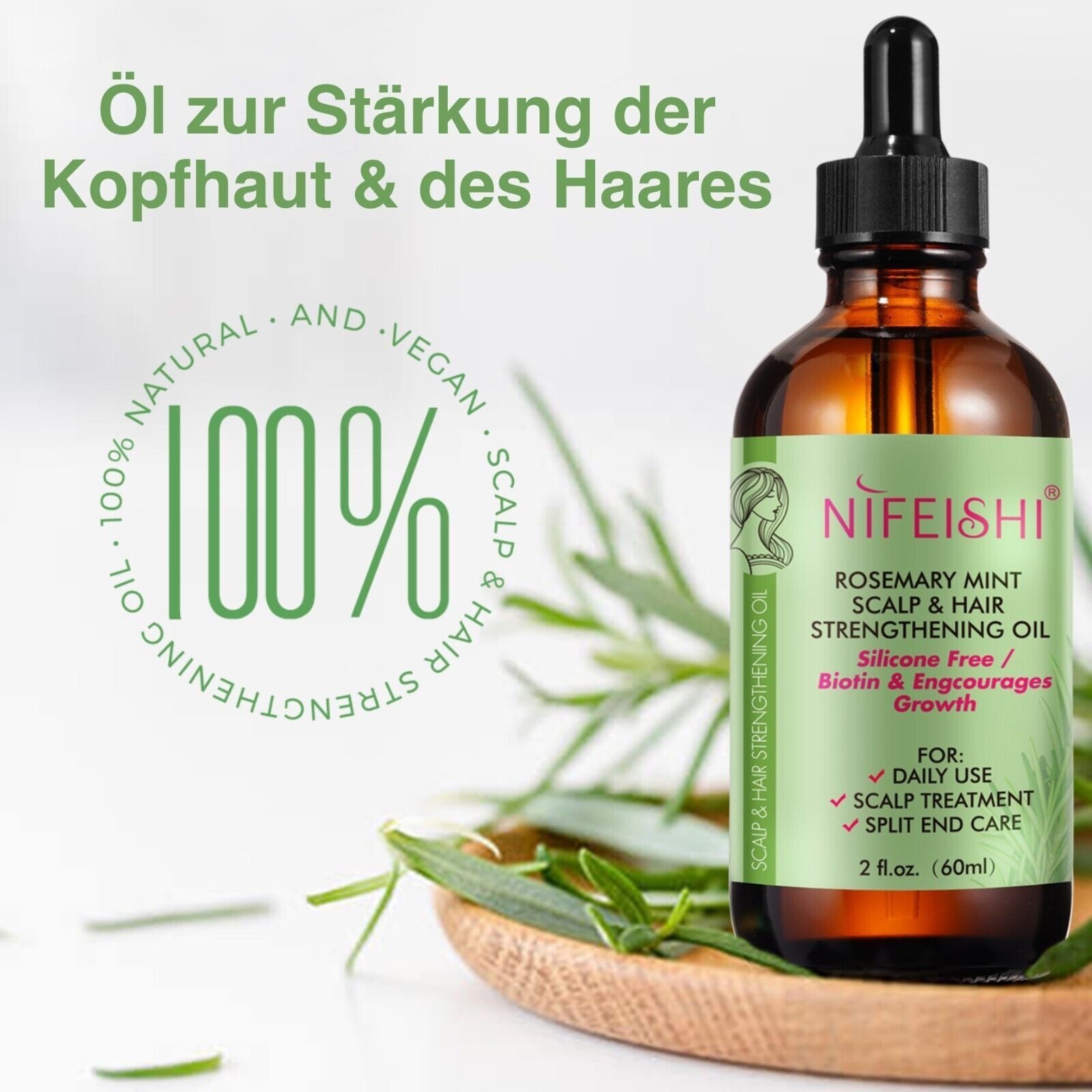 P-Beauty Cosmetic Accessories Haaröl Rosmarinöl Ätherisches Haaröl Haarwachstum 60ml, 1-tlg., veganes Produkt