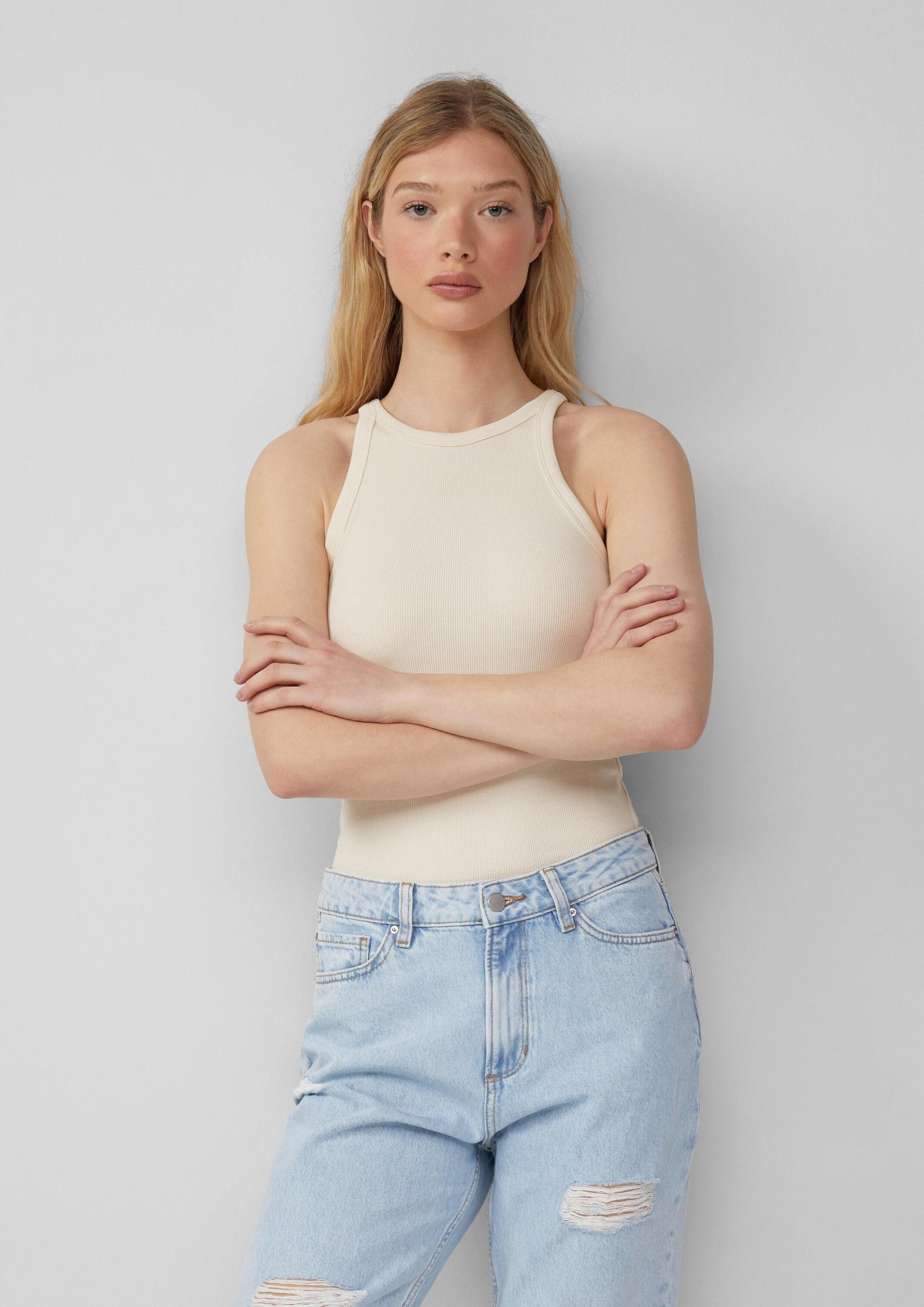 QS Muskelshirt T-Shirt Geripptes Tanktop