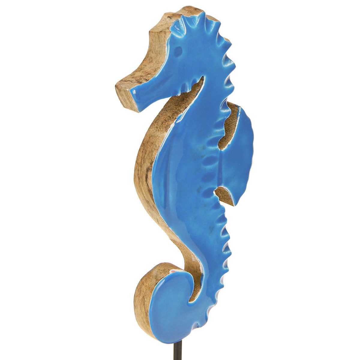 DIJK Dekofigur Deko Seepferdchen Holz Blau 28cm Maritim Tischdeko Natur – Bild 3 von 4