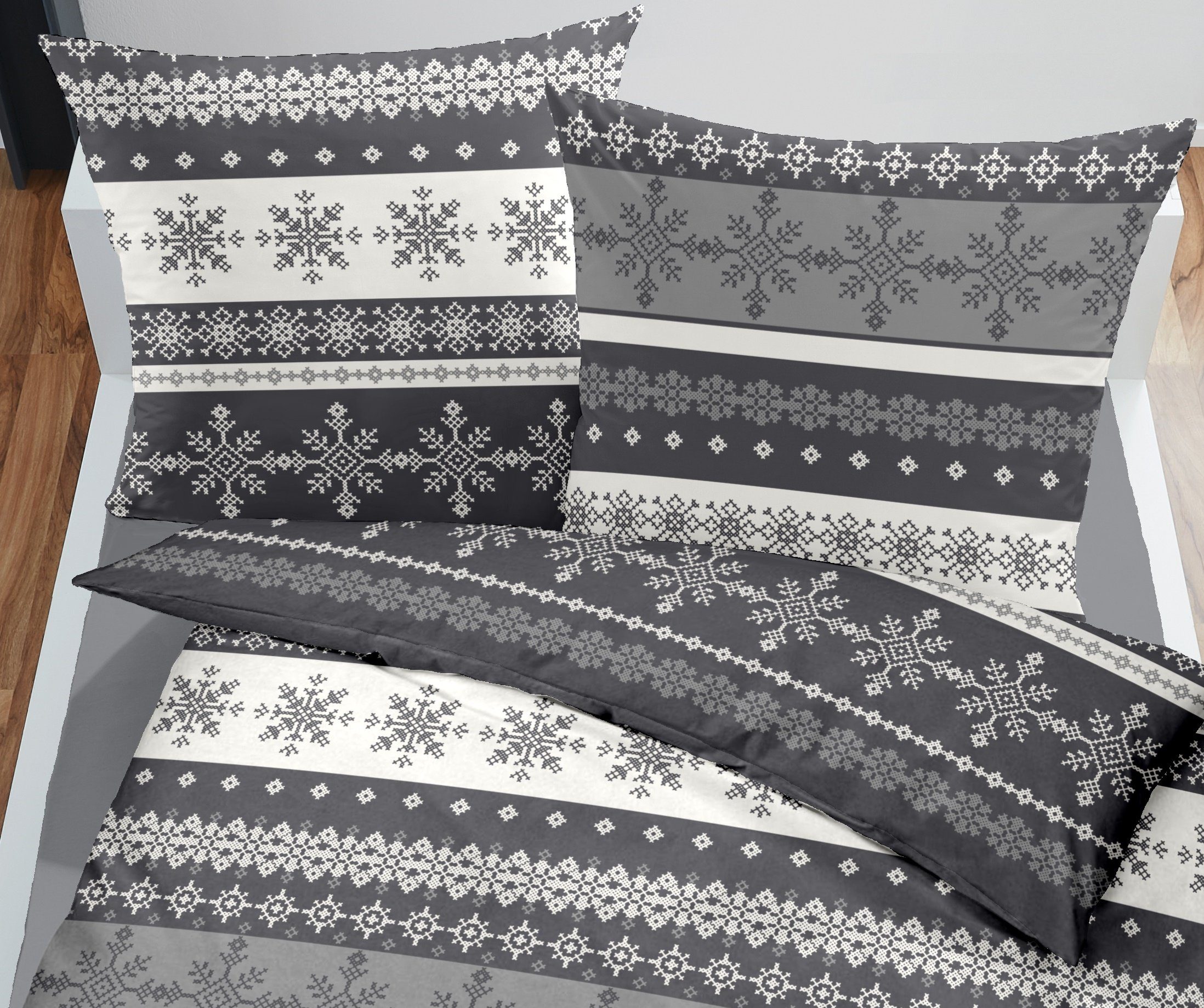 Dormisette Bettwäsche Biber Bettwäsche NORWEGER tolle Strickoptik made in GERMANY, Biber, 2 teilig, kuschelig weich & warm