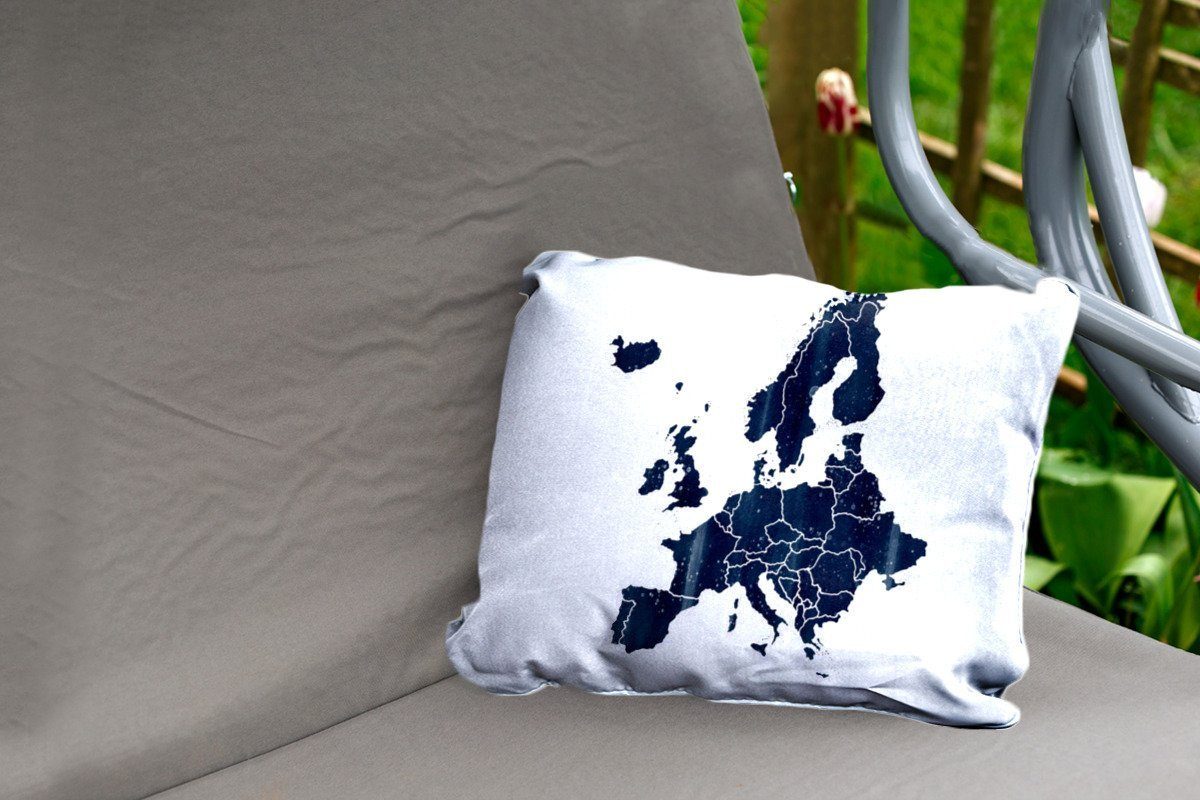 MuchoWow Dekokissen Karte von Europa Aquarellfarbe - - Dekokissenbezug, Kissenhülle Outdoor-Dekorationskissen, Blau, Polyester