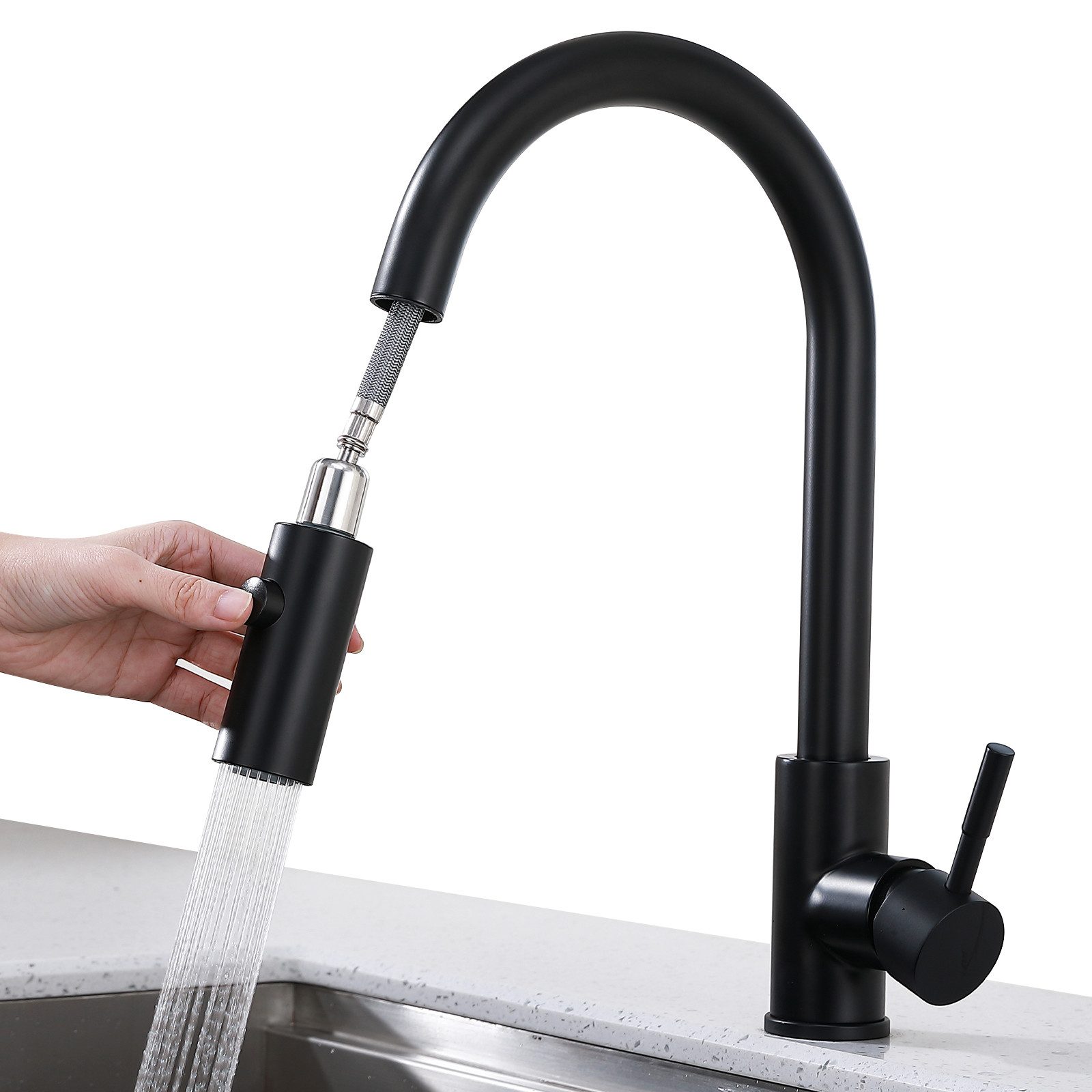 HOMELIVE Spültischarmatur Wasserhahn Küche ausziehbar Küchenarmatur mit 2 Strahlarten (1St