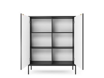 Domando Highboard Highboard Lazise, Breite 104cm, gefräste Fronten, Metallgestell, goldfarbene Griffe