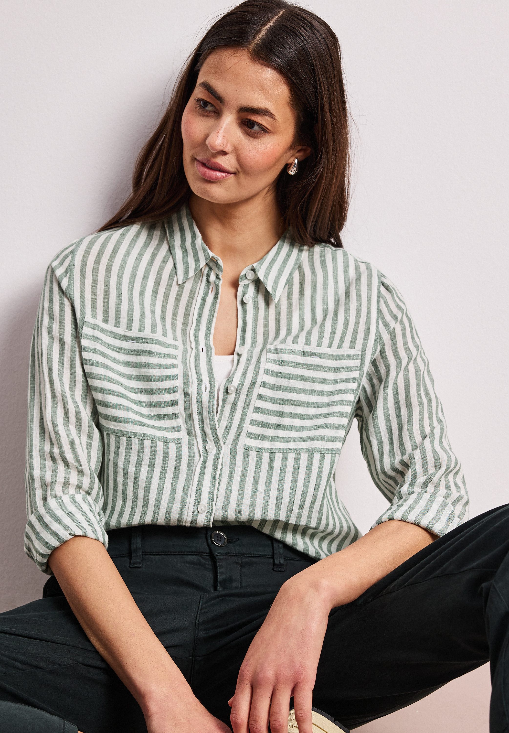STREET ONE Hemdbluse mit Streifen Muster