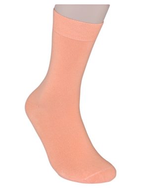 Die Sockenbude Basicsocken KOMFORT - Damensocken (Bund, 5-Paar, weiß rosa orange) mit Piqué-Bund ohne Gummi geringelt