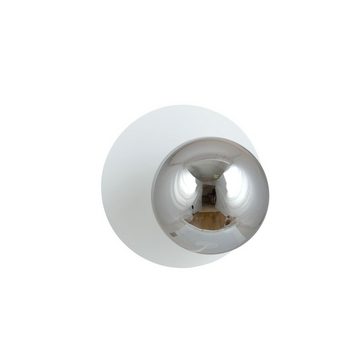 Licht-Erlebnisse Wandleuchte HELGA, ohne Leuchtmittel, Rauchglas Metall D: 20 cm Weiß Graphit E14 Kugel Schirm Modern