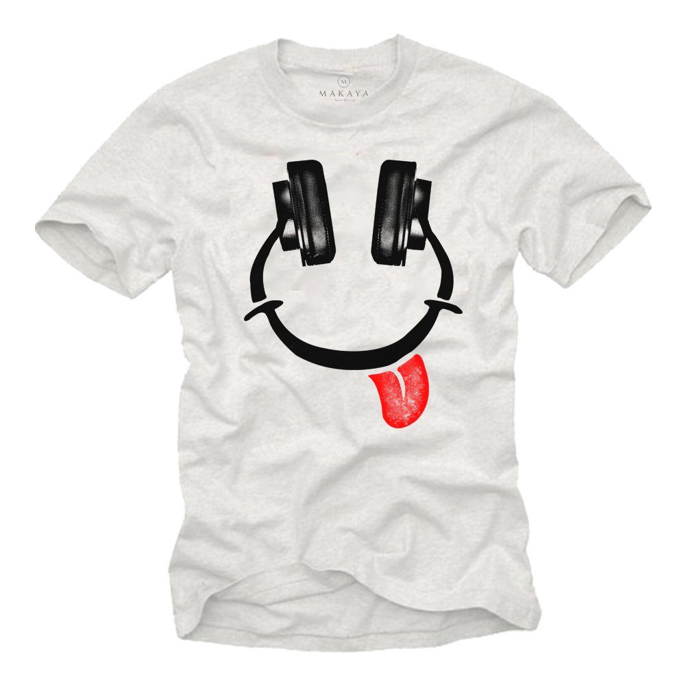 MAKAYA Print-Shirt Jungen Kopfhörer Headphones Lustige Musik Motive Freche Funshirts mit Druck, aus Baumwolle