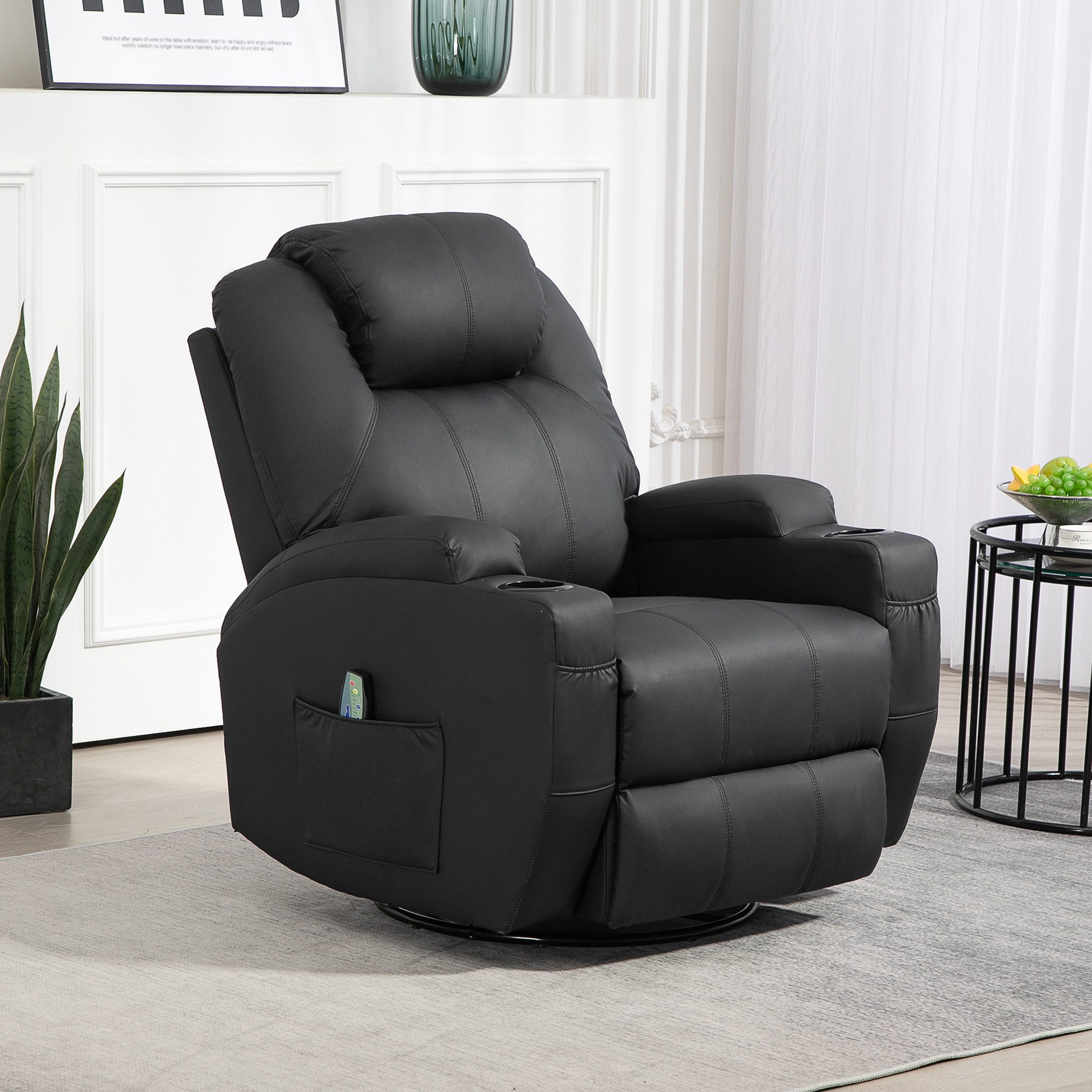 HOMCOM Massagesessel mit Fernbedienung, Drehbarer Fernsehsessel mit Liegefu günstig online kaufen
